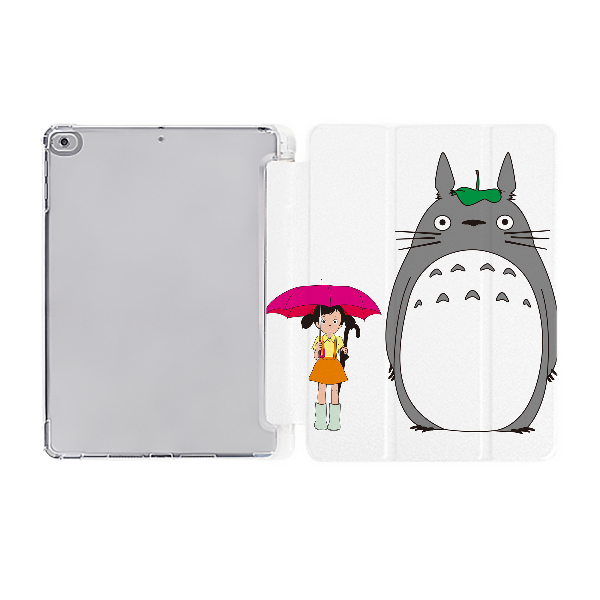 （画像用） となりのトトロ 草壁メイ 草壁サツキ My Neighbor Totoro Satsuki Kusakabe Mei Kusakabe IPad ケース ペン収納付き 三つ折りスタンド PUレザー×シリコン 対応機種9.5/10.5/10.9インチ